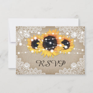 Rustique Vintage Sunflower Wedding Cartes RSVP Rep
