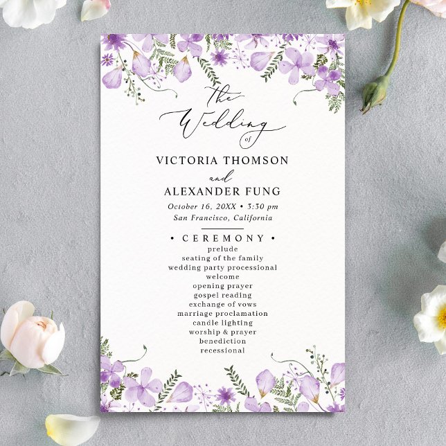 Rustique violet Fleur sauvage Programme de mariage (Créateur téléchargé)