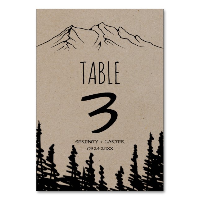 Rustique Woodsy Mountain Numéro de table (Dos)