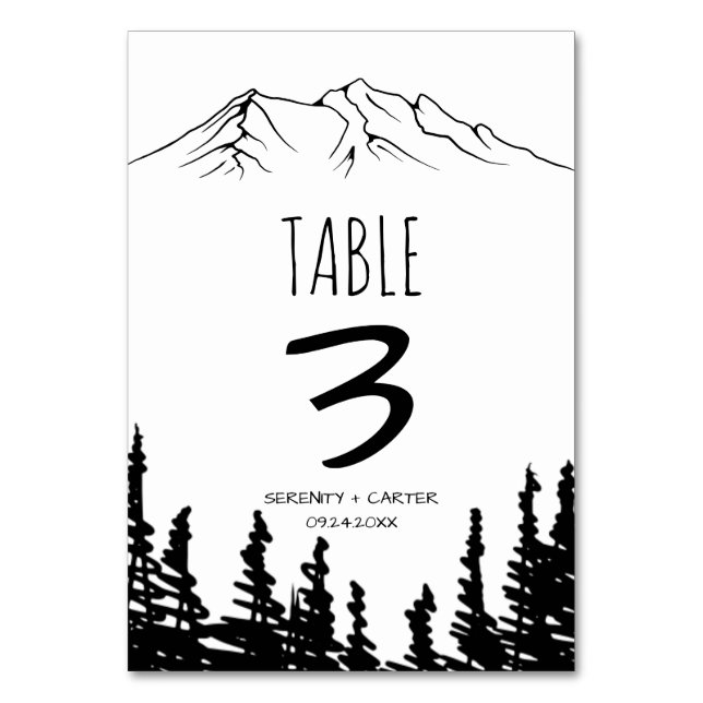 Rustique Woodsy Mountain Numéro de table (Dos)