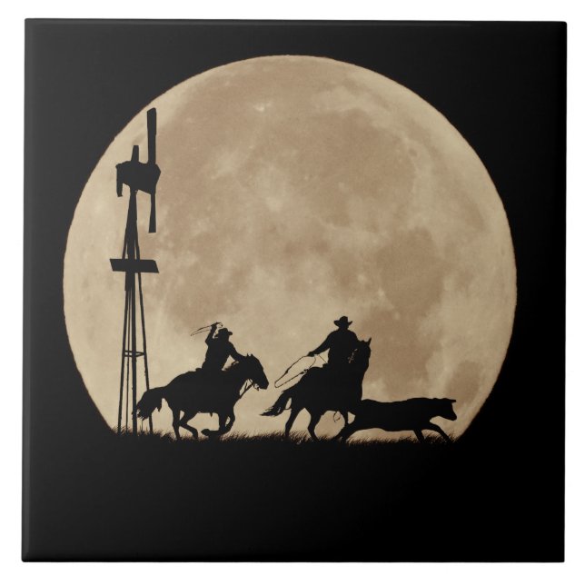 Rustler's Moon Roping Cowboys Tile (Front)