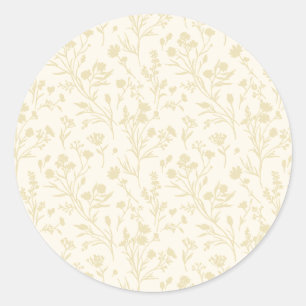 Rustling Blooms Golden Wheat - Neutral Classic Round Sticker