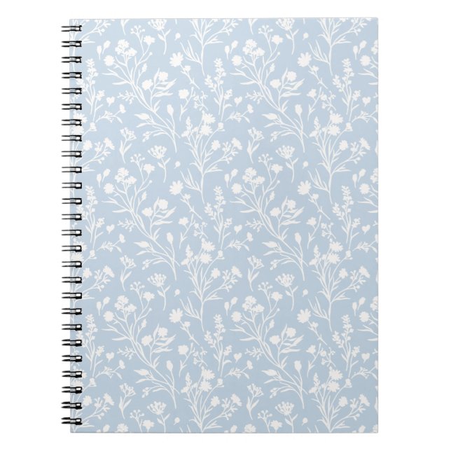 Rustling Blooms Neutral - Dusty Blue Notebook (Front)