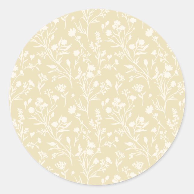Rustling Blooms Neutral - Golden Wheat Classic Round Sticker (Front)