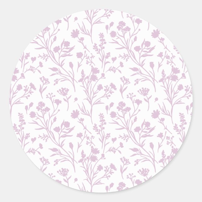 Rustling Blooms Warm Lilac - Neutral Classic Round Sticker (Front)
