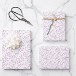 Rustling Blooms Warm Lilac - Neutral Wrapping Paper Sheet
