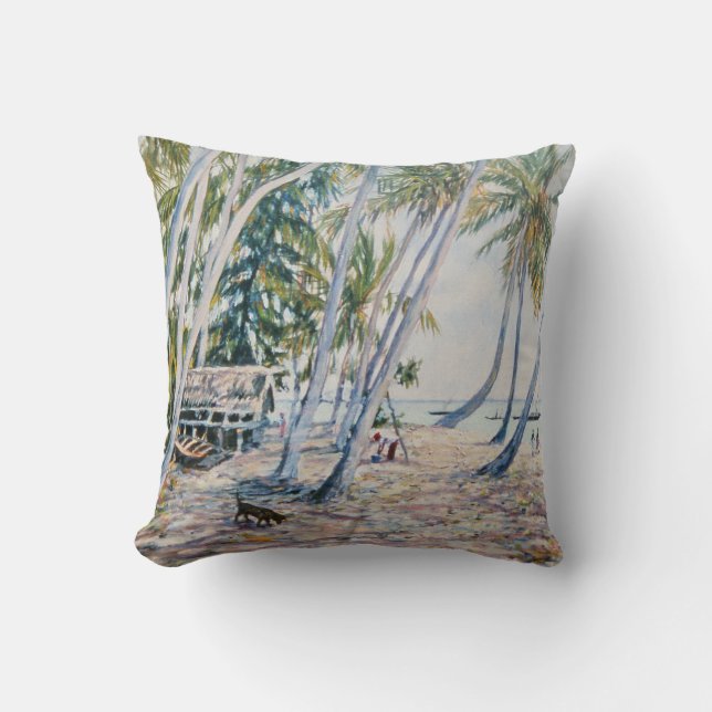 Rustling Palms Zanzibar 2002 Throw Pillow (Front)