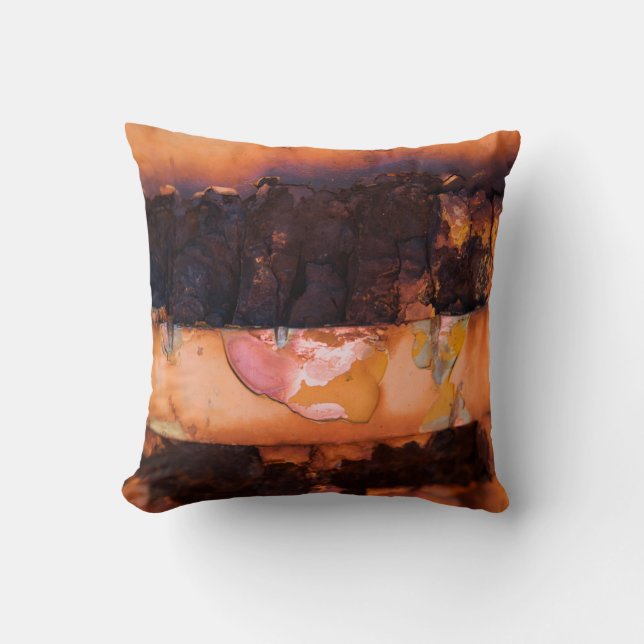 Rustscape Grunge Throw Pillow (Front)