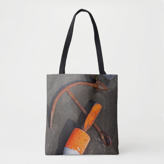 Rusty Anchor And Buoy On A Beach Tote Bag (Front)