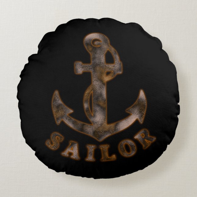 Rusty Anchor Round Pillow (Front)