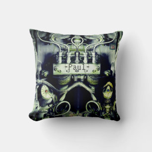 Rusty and Mossy Engine Double Sided Dieselpunk  Throw Pillow