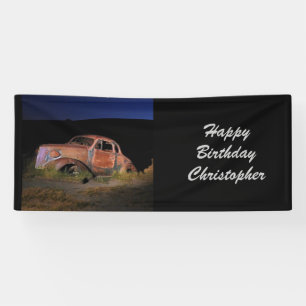 Rusty Antique Car Personalized Birthday Banner