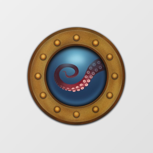 Rusty Antique Ship Porthole Deep Sea Octopus Window Cling (Sheet)