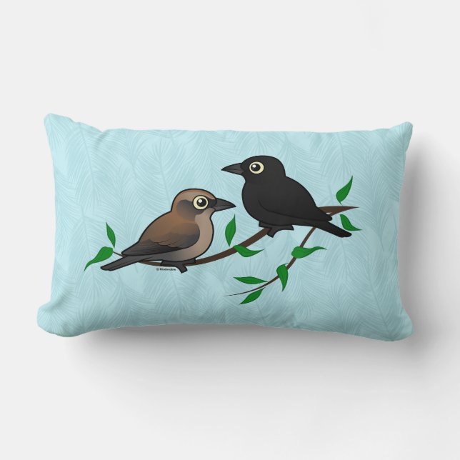 Rusty Blackbird Pair Lumbar Pillow (Front)