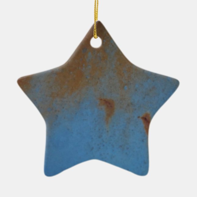 Rusty Blue background Ceramic Ornament (Front)