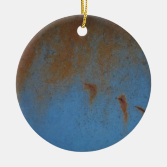 Rusty Blue background Ceramic Ornament (Front)