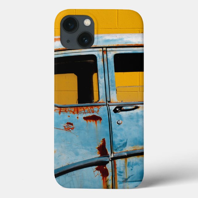 Rusty Blue Car and Yellow Wall Case-Mate iPhone Case (Back)