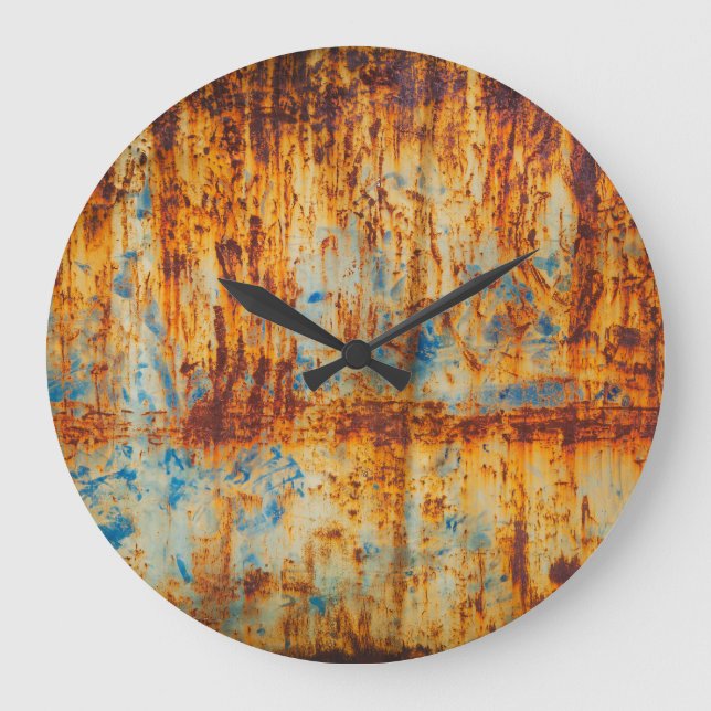 Rusty Blue Metal Texture Large Clock (Front)