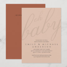 Rusty Blush Typography Baby Shower Gender Reveal