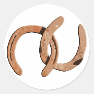 Rusty Brown Horse Shoes Classic Round Sticker