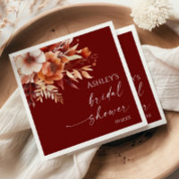 Rusty Burgundy Brown Floral Flower Bridal Shower