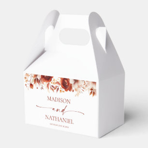 Rusty Burgundy Brown Floral Flower Wedding Favor Box