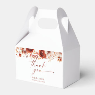 Rusty Burgundy Brown Floral Flower Wedding Favor Box