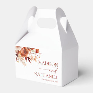 Rusty Burgundy Brown Floral Flower Wedding Favor Box