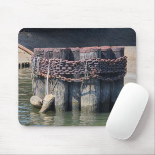 Rusty Chains Wrapped Around Harbor Piling Mouse Pad
