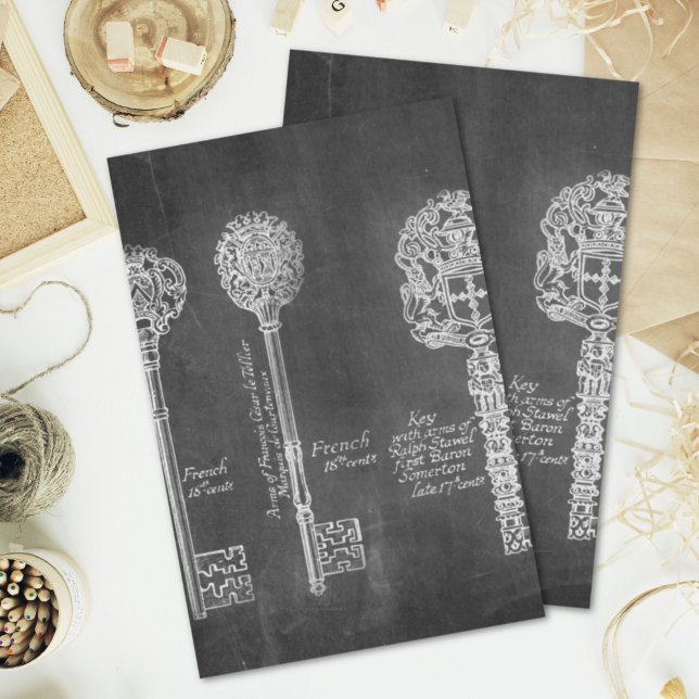 Rusty Chalkboard Victorian steampunk skeleton keys Tissue Paper (Rusty Chalkboard Victorian steampunk skeleton keys Tissue Paper)