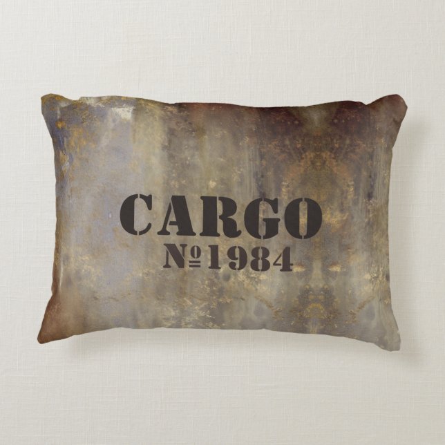 Rusty concrete brownish industrial CARGO custom Nr Accent Pillow (Back)