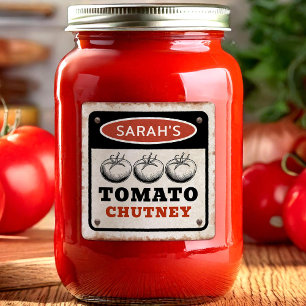 Rusty Custom Tomato Chutney label with grunge sign