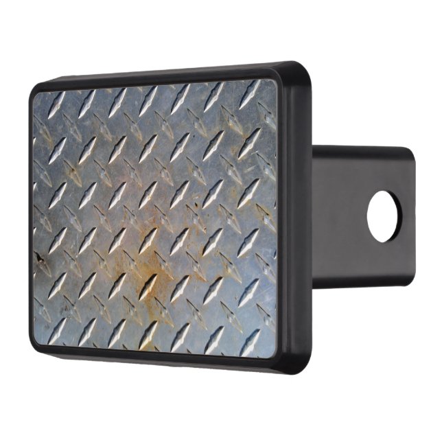 Rusty Diamond Plate Steel Trailer Hitch Cover (Left)