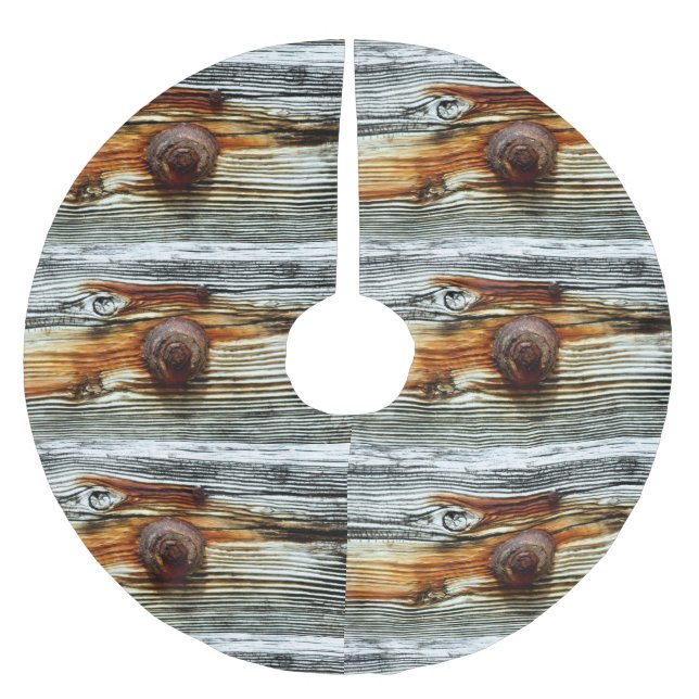rusty driftwood dock boards brushed polyester tree skirt (Front)