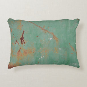 Rusty green weathered textured metal urban panel t accent pillow