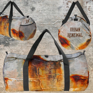 Rusty Grey Burnt Orange Urban Grunge Industrial Duffle Bag
