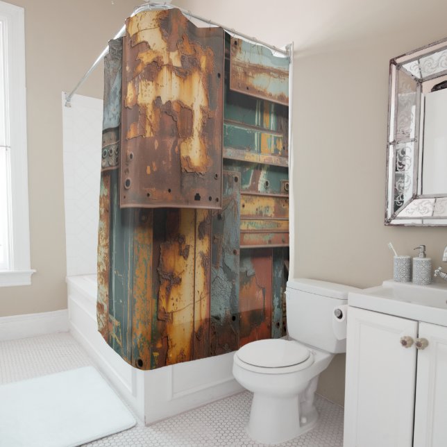 Rusty Grunge Metal Shower Curtain (In Situ)