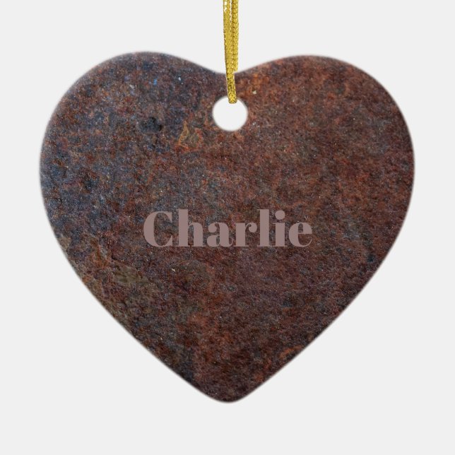 "Rusty Heart" Custom name ornament (Front)