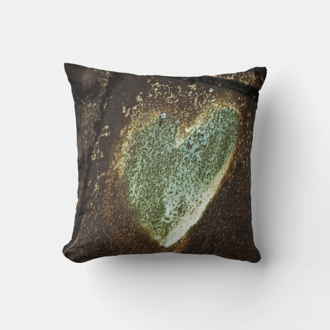 Rusty Heart Throw Pillow (Front)