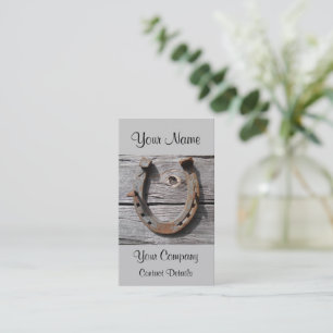 Rusty Horseshoe on Wooden Wall Rural Business Card