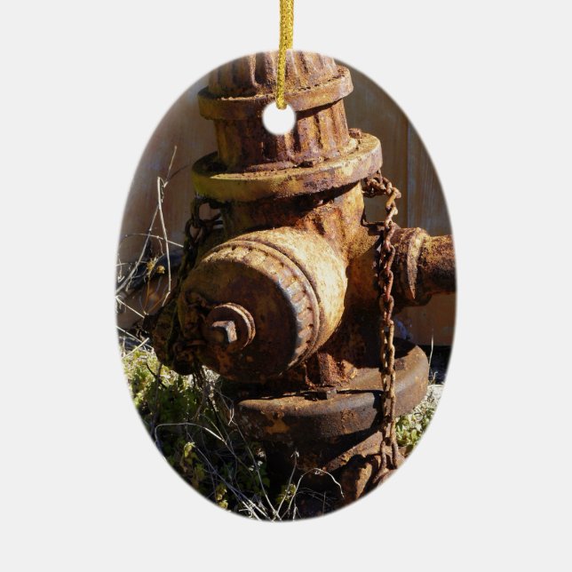 Rusty Hydrant Ceramic Ornament (Front)