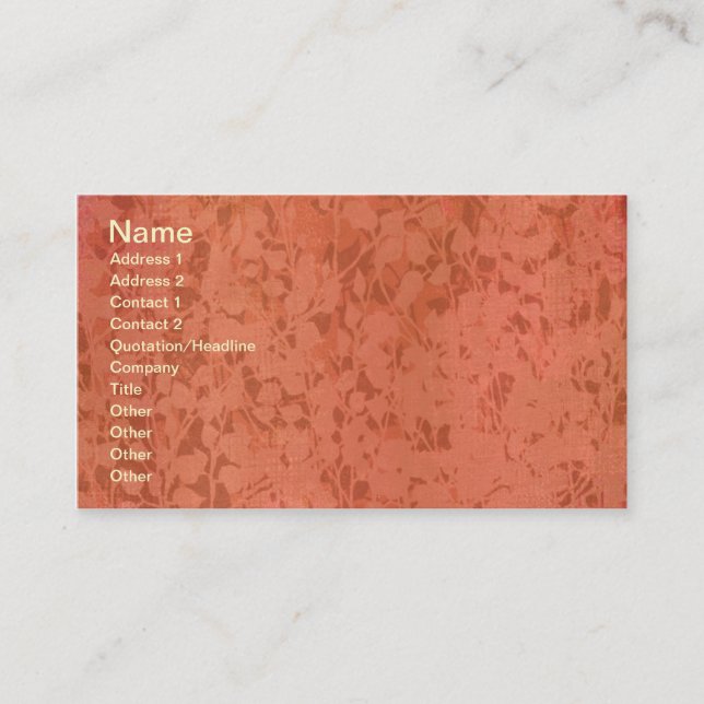 Rusty Impression Rose Leaves Business Card (Front)