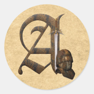 Rusty Knights Initial A Classic Round Sticker