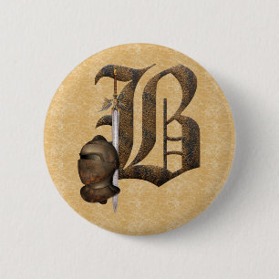 Rusty Knights Initial B 2 Inch Round Button