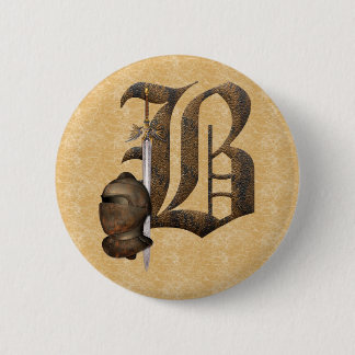 Rusty Knights Initial B 2 Inch Round Button
