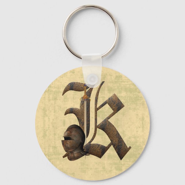 Rusty Knights Initial K Keychain (Front)
