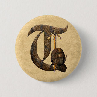 Rusty Knights Initial T 2 Inch Round Button