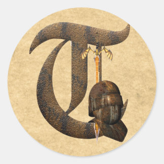 Rusty Knights Initial T Classic Round Sticker