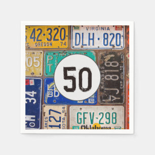 Rusty License Plate 50th Birthday Napkin