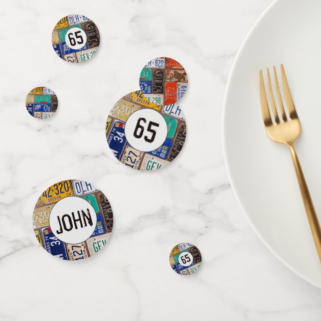 Rusty License Plate 65th Birthday  Confetti (Group)